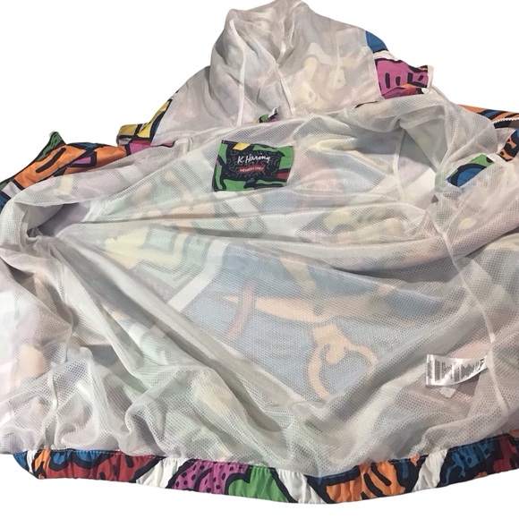 Members Only Keith Haring Jacket Pop Art Graffiti All Over Graphic People Pink - Picture 8 of 13